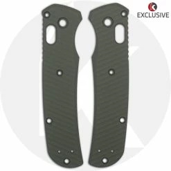 Benchmade Knives MODIFIED Benchmade Bugout 535 + KP Exclusive Panzer Green Cerakote AWT Aluminum Scales + KP Black Thumbstud & Standoffs -Case Knives Shop AWT PANZER ARCHON FRONT