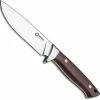 Boker Knives Boker Arbolito Hunter 02BA351G - Satin Drop Point Fixed Blade - Guayacan Ebony - Leather Sheath