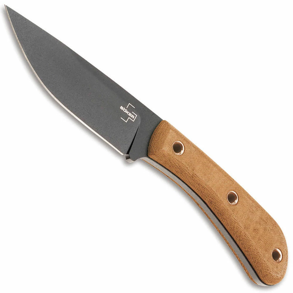 Boker Knives Boker Little Rok 02BO026 - James Helm EDC Fixed Blade - Black Carbon Steel Drop Point - Micarta Handle 1 Boker Knives Boker Little Rok 02BO026 - James Helm EDC Fixed Blade - Black Carbon Steel Drop Point - Micarta Handle