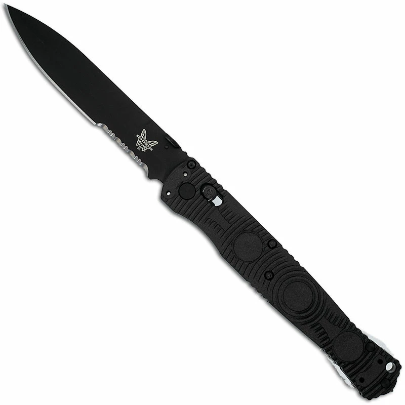Benchmade Knives Benchmade SOCP Tactical Folder 391SBK - Black Part Serrated D2 Spear Point - Black CF Elite - AXIS Lock Folder - USA Made 1 Benchmade Knives Benchmade SOCP Tactical Folder 391SBK - Black Part Serrated D2 Spear Point - Black CF Elite - AXIS Lock Folder - USA Made