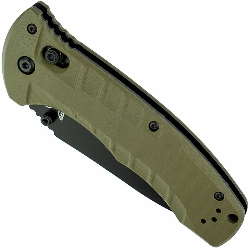 Benchmade Knives Benchmade 980SBK Turret Knife Part Serrated Black Drop Point, Olive Drab G10 AXIS Lock Folder USA Made 3 Benchmade Knives Benchmade 980SBK Turret Knife Part Serrated Black Drop Point, Olive Drab G10 AXIS Lock Folder USA Made - Image 3