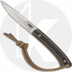 CRKT Knives CRKT Biwa Knife - 2382 - Alan Folts - Neck Knife - Satin Drop Point Fixed Blade - Brown And Black G10