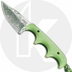 CRKT Knives CRKT Minimalist Bowie Gears - 2387G - Alan Folts - Neck Knife - Clip Point Fixed Blade - Finger Grooved Glow In The Dark Handle