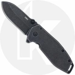CRKT Knives CRKT Squid Assisted Black 2493 - Lucas Burnley EDC - Black Stonewash Spear Point - Black Stonewash Stainless Steel - Frame Lock Flipper Folder
