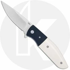 CRKT Knives CRKT Curfew 2867 - Russ Kommer Assisted EDC - Satin Drop Point - Black Aluminum / White Resin Infused Fiber - Flipper Folder