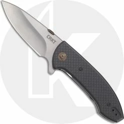 CRKT Knives CRKT Avant 4620 Knife Eric Ochs EDC Satin Drop Point Flipper Folder Carbon Fiber With IKBS Pivot