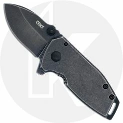 CRKT Knives CRKT Squid Compact Assisted 2485K - Black Stonewash Blade And Handle - Frame Lock Flipper Folder