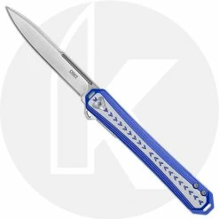 CRKT Knives CRKT Stickler Assisted 6710 - Satin Spear Point - Blue And Silver Aluminum - Liner Lock Flipper Folder
