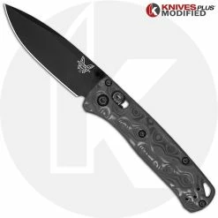 Benchmade Knives MODIFIED Benchmade Mini Bugout 533BK Knife + KP Contoured Damascus Pattern Carbon Fiber Scales