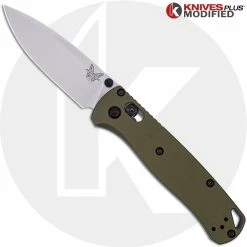 Benchmade Knives MODIFIED Benchmade Bugout 535 + AWT OD Green Aluminum Scales + KP Black Thumbstud & Standoffs