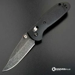 Benchmade Knives MODIFIED Benchmade Mini Griptilian Knife 556 - S30V - Acid Stonewash - Drop Point -Case Knives Shop KP 556 OPEN FRONT