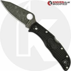 Spyderco Knives MODIFIED Spyderco Endela Knife - Acid Stonewash - Regrind - Black Handle