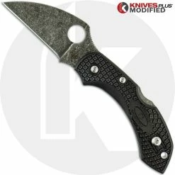 Spyderco Knives MODIFIED Spyderco Dragonfly 2 - Wharncliffe - Acid Stonewash - Black Handle