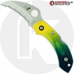Spyderco Knives MODIFIED Spyderco Dragonfly Salt Hawkbill - BLUE Fade Rit Dye Handle