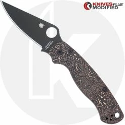 Spyderco Knives MODIFIED Spyderco Para Military 2 Knife With Black DLC Blade + KP Copper Carbon Fiber Scales