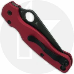 Spyderco Knives MODIFIED Spyderco Para Military 2 Knife With Black DLC Blade + AWT Agent PM2 Weathered Red Scales -Case Knives Shop KP C81 15 CLOSED BACK