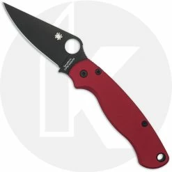 Spyderco Knives MODIFIED Spyderco Para Military 2 Knife With Black DLC Blade + AWT Agent PM2 Weathered Red Scales