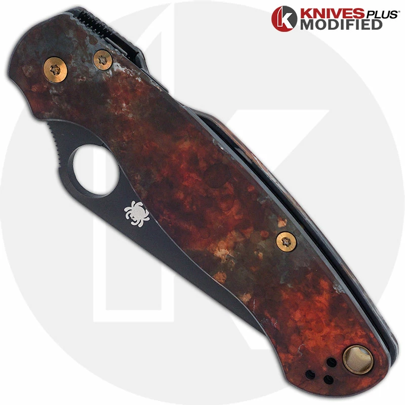 Spyderco Knives MODIFIED Spyderco Paramiliary 2 Knife - Black DLC - AWT Custom Anodized Scales - Bronze Titanium Hardware 2 Spyderco Knives MODIFIED Spyderco Paramiliary 2 Knife - Black DLC - AWT Custom Anodized Scales - Bronze Titanium Hardware - Image 2