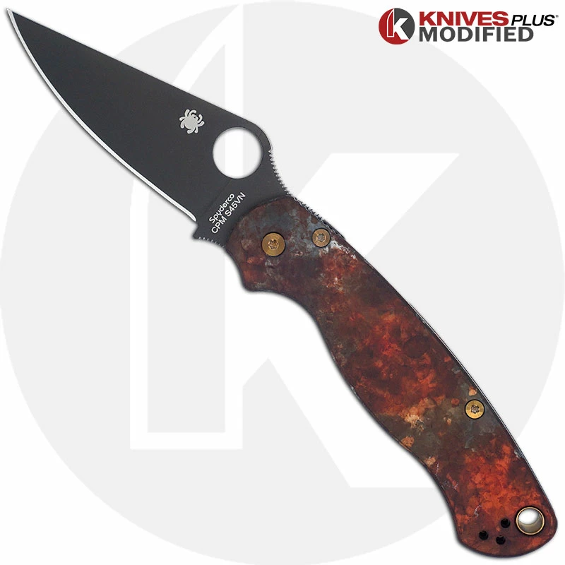 Spyderco Knives MODIFIED Spyderco Paramiliary 2 Knife - Black DLC - AWT Custom Anodized Scales - Bronze Titanium Hardware 1 Spyderco Knives MODIFIED Spyderco Paramiliary 2 Knife - Black DLC - AWT Custom Anodized Scales - Bronze Titanium Hardware