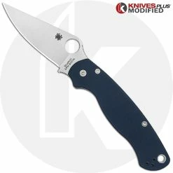 Spyderco Knives MODIFIED Spyderco Paramiliary 2 Knife - Satin Blade - Exclusive AWT Smooth Midnight Blue Scales