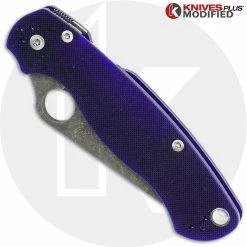 Spyderco Knives MODIFIED Spyderco Para Military 2 - S110V - Acid Stonewash - Blue G10 -Case Knives Shop KP C81GPDBL2 CLOSED FRONT LOGO