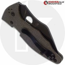 Spyderco Knives MODIFIED Spyderco Yojimbo 2 Black DLC Knife + KP Brown Micarta Scales 5 Spyderco Knives MODIFIED Spyderco Yojimbo 2 Black DLC Knife + KP Brown Micarta Scales -Case Knives Shop KP C85GP2 9 BROWN CLOSED BACK LOGO