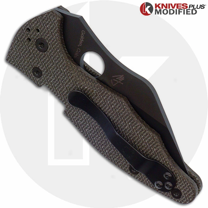 Spyderco Knives MODIFIED Spyderco Yojimbo 2 Black DLC Knife + KP Brown Micarta Scales 3 Spyderco Knives MODIFIED Spyderco Yojimbo 2 Black DLC Knife + KP Brown Micarta Scales - Image 3