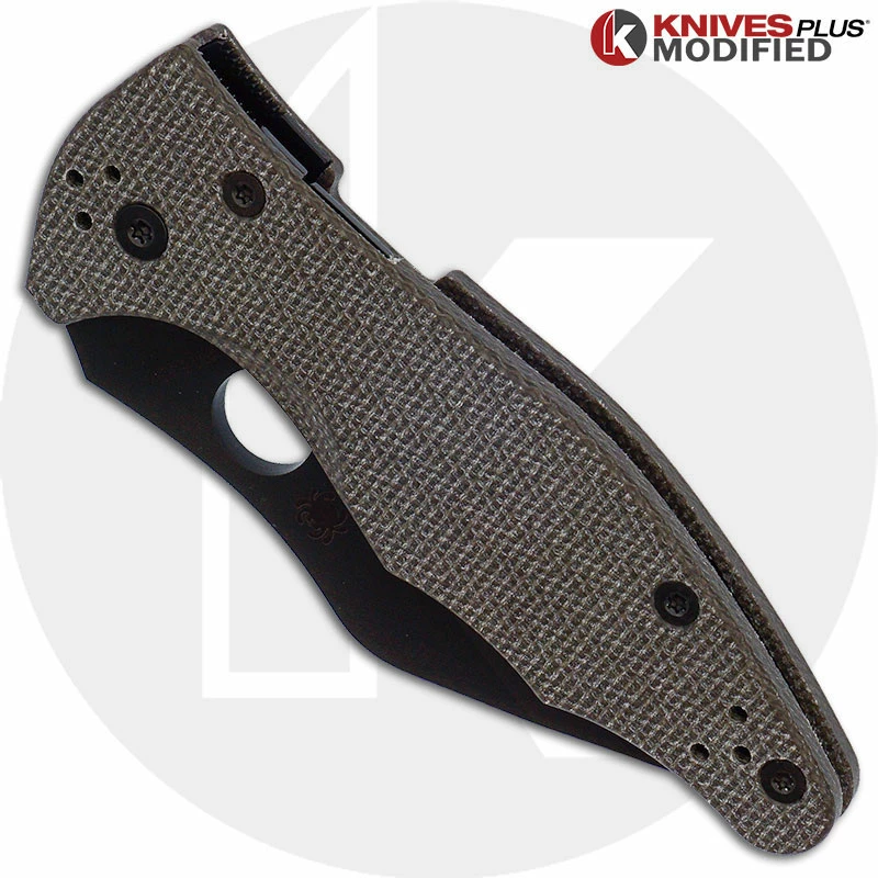 Spyderco Knives MODIFIED Spyderco Yojimbo 2 Black DLC Knife + KP Brown Micarta Scales 2 Spyderco Knives MODIFIED Spyderco Yojimbo 2 Black DLC Knife + KP Brown Micarta Scales - Image 2