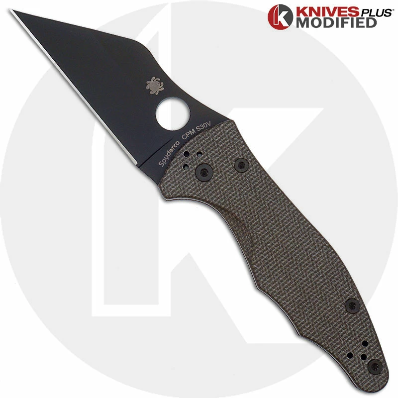 Spyderco Knives MODIFIED Spyderco Yojimbo 2 Black DLC Knife + KP Brown Micarta Scales 1 Spyderco Knives MODIFIED Spyderco Yojimbo 2 Black DLC Knife + KP Brown Micarta Scales