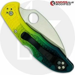 Spyderco Knives MODIFIED Spyderco Salt 2 - Wharncliffe - Serrated - BLUE Fade Rit Dye Handle -Case Knives Shop KP C88SWCYL2 2 BACK CLOSED LOGO
