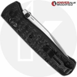 Benchmade Knives MODIFIED Benchmade Bugout 535 Knife + KP Damascus Pattern Carbon Fiber Scales + KP Black Thumbstud & Standoffs -Case Knives Shop KP CARBON BUGOUT CLOSED BACK