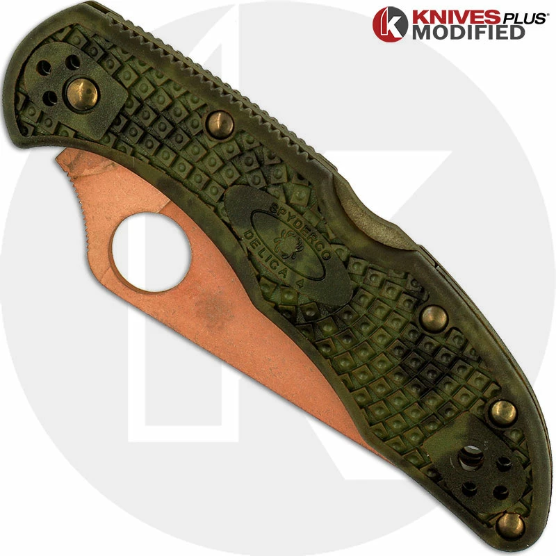 Spyderco Knives MODIFIED Spyderco Delica 4 Knife - CopperWash - Zome Handle 2 Spyderco Knives MODIFIED Spyderco Delica 4 Knife - CopperWash - Zome Handle - Image 2