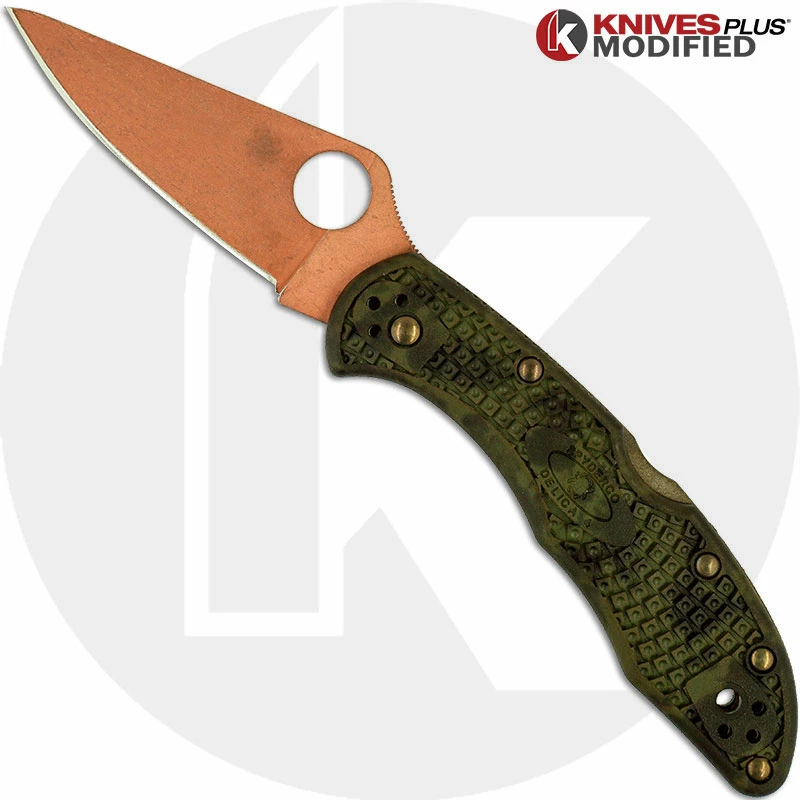 Spyderco Knives MODIFIED Spyderco Delica 4 Knife - CopperWash - Zome Handle 1 Spyderco Knives MODIFIED Spyderco Delica 4 Knife - CopperWash - Zome Handle