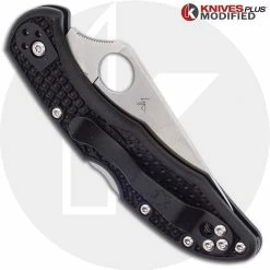 Spyderco Knives MODIFIED Spyderco S30V Delica - Satin Blade - Black Rit Dyed Handle 5 Spyderco Knives MODIFIED Spyderco S30V Delica - Satin Blade - Black Rit Dyed Handle -Case Knives Shop KP DELICA 71 CLOSED BACK LOGO