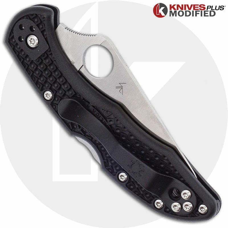 Spyderco Knives MODIFIED Spyderco S30V Delica - Satin Blade - Black Rit Dyed Handle 3 Spyderco Knives MODIFIED Spyderco S30V Delica - Satin Blade - Black Rit Dyed Handle - Image 3
