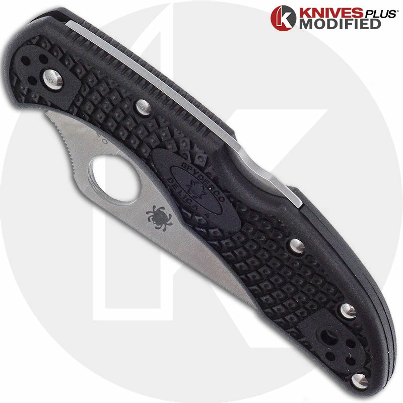 Spyderco Knives MODIFIED Spyderco S30V Delica - Satin Blade - Black Rit Dyed Handle 2 Spyderco Knives MODIFIED Spyderco S30V Delica - Satin Blade - Black Rit Dyed Handle - Image 2