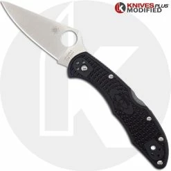 Spyderco Knives MODIFIED Spyderco S30V Delica - Satin Blade - Black Rit Dyed Handle