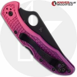 Spyderco Knives MODIFIED Spyderco S30V Delica Knife - Black TiCN Blade - Purple Fade -Case Knives Shop KP DELICA 73 CLOSED BACK LOGO
