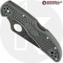 Spyderco Knives MODIFIED Spyderco Delica 4 - Acid Wash - Regrind - Gray Handle/Gray Backspacer -Case Knives Shop KP DELICA15 NEW NEW CLOSED FRONT LOGO