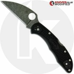 Spyderco Knives MODIFIED Spyderco Delica 4 - Wharncliffe - Acid Wash - Black Handle