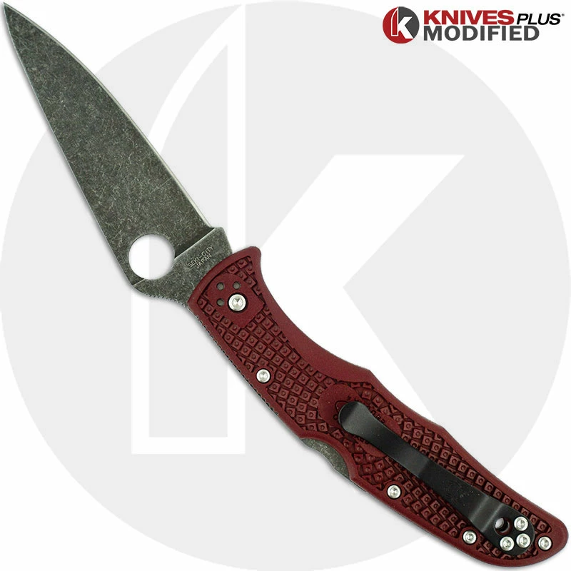 Spyderco Knives MODIFIED Spyderco Endura 4 - The Ron Burgundy - Acid Wash - Rit Dyed Handle 2 Spyderco Knives MODIFIED Spyderco Endura 4 - The Ron Burgundy - Acid Wash - Rit Dyed Handle - Image 2