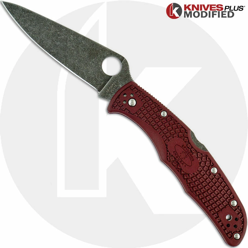 Spyderco Knives MODIFIED Spyderco Endura 4 - The Ron Burgundy - Acid Wash - Rit Dyed Handle 1 Spyderco Knives MODIFIED Spyderco Endura 4 - The Ron Burgundy - Acid Wash - Rit Dyed Handle