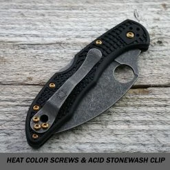 Spyderco Knives MODIFIED Spyderco Delica 4 - Youre My Boy Blue - Acid Wash - Rit Dyed -Case Knives Shop KP HEAT 3