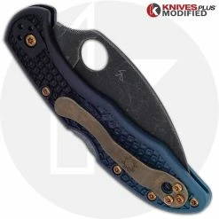 Spyderco Knives MODIFIED Spyderco K390 Wharncliffe Delica Knife - Acid Stonewash - Heat Color Hardware - Rit Dye Fade -Case Knives Shop KP K390 DELICA CLOSED BACK