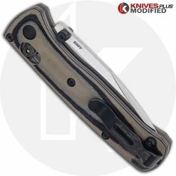 Benchmade Knives MODIFIED Benchmade Mini Bugout 533 Knife + KP Contoured Black / Desert Tan G10 Scales + KP Black Thumbstud & Standoffs -Case Knives Shop KP MINIBUGOUT CONTOUREDFDEG10 CLOSED BACK