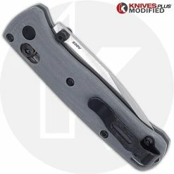 Benchmade Knives MODIFIED Benchmade Mini Bugout 533 Knife + KP Contoured Grey G10 Scales + KP Black Thumbstud & Standoffs -Case Knives Shop KP MINIBUGOUT CONTOUREDGREYG10 CLOSED BACK