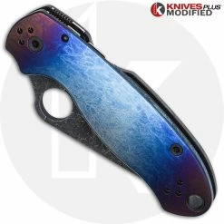 Spyderco Knives MODIFIED Spyderco Para 3 Knife With Acid Stonewash Blade + KP Super Nova Titanium Scales + All Black Hardware -Case Knives Shop KP PARA3 14 CLOSED FRONT