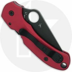 Spyderco Knives MODIFIED Spyderco Para 3 Black DLC Knife + AWT Agent SKINNY Weathered Red Scales -Case Knives Shop KP PARA3 26 CLOSED BACK