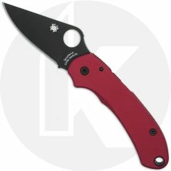 Spyderco Knives MODIFIED Spyderco Para 3 Black DLC Knife + AWT Agent SKINNY Weathered Red Scales