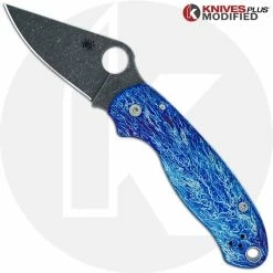 Spyderco Knives MODIFIED Spyderco Para 3 Knife With Acid Stonewash + KP Titanium Scales MAYHEM FINISH